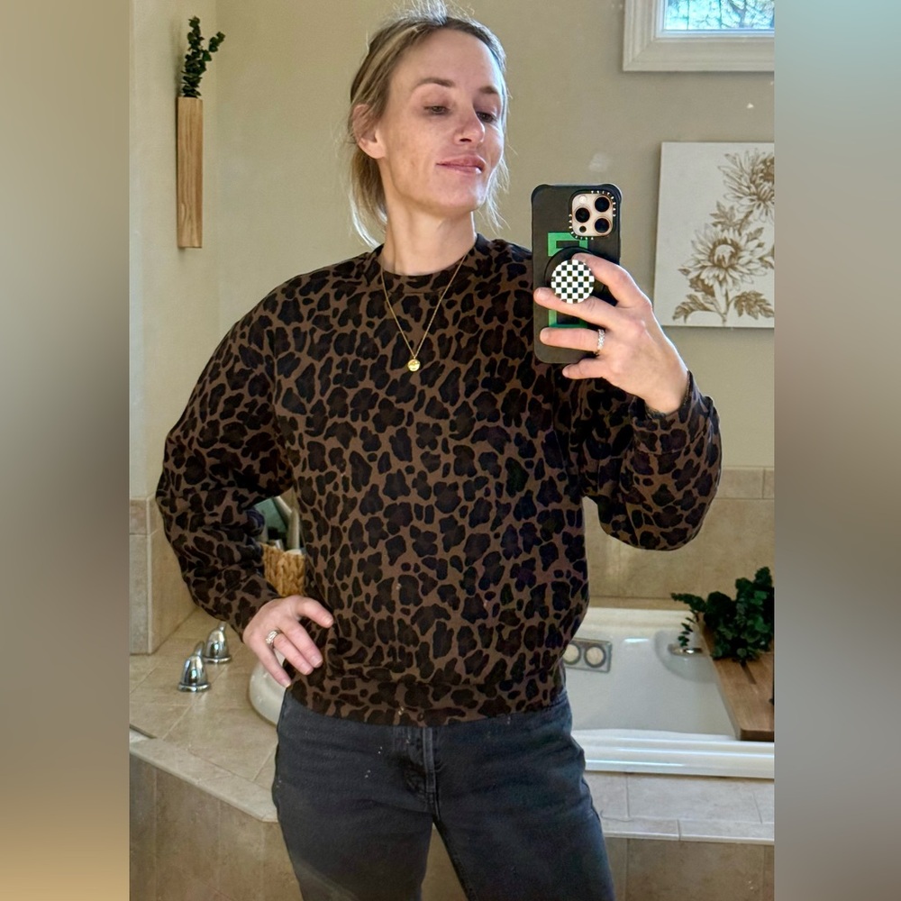 Clare V. Double Leopard oversized sweatshirt NWT retail $195 - Picture 7 of 9